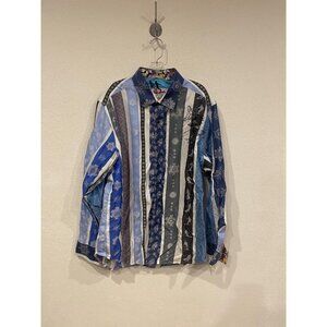 Robert Graham Shirt Mens 2XL Blue Snowflake Ski Embroidered Long Sleeve